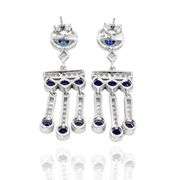14K(585) Vintage White Gold Natural Diamond and Sapphire Earrings