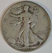 Choice VF/XF 1938-D Walking Liberty Half Dollar. Key date