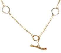 Roberto Coin 0.15ctw Diamond Flat Open Two Tone Station Necklace in 18K