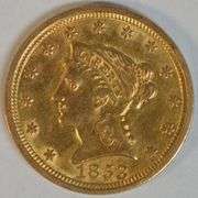 Scarcer 1853 US $2.50 Liberty Gold Piece in high grade