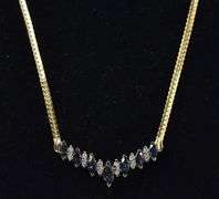 Admired 14K Yellow Gold Blue Sapphire and Diamond Pendant Necklace