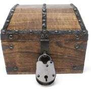 Solid Wood Pirate Treasure Chest with Iron Lock & Skeleton Keys