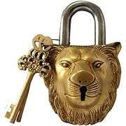 Brass Lion Padlock with Keys