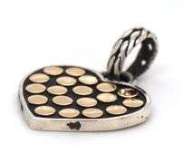 John Hardy 2 tone dot heart pendant in 925 sterling silver