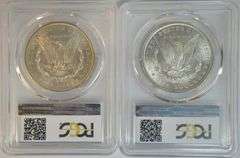 Nearly Gem BU 1883-O & 1885-O Morgan Silver Dollars. PCGS MS64