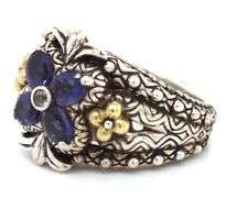 Barbara Bixby gold and sterling silver white topaz and lolite flower ring