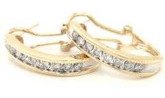 14kt Yellow gold 1ctw J diamond hoop earrings