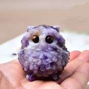 Amethyst Owl Figurine Hand-Carved Natural Crystal