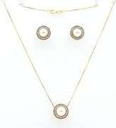 FemininePearl & Diamond Pendant & Earring Suite