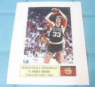 HAND SIGNED LARRY BIRD 5X7 MOUNTED IN A 8X10 DISPLAY WITH COA