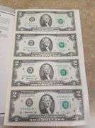 1976 $2 Star Note Uncut Sheet Of Four