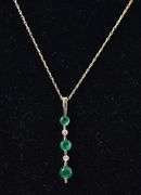 Astonishing 14K Yellow Gold Emerald and Diamond Pendant Necklace