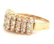 14kt Yellow gold 0.50ctw 3 row diamond ring