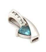 10kt White gold blue topaz and diamond pendant