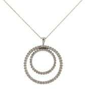 1.25ctw Diamond Open Double Circle Pendant Necklace in 14K
