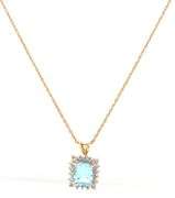 14kt Yellow gold 3ctw blue topaz and diamond accent pendant on chain