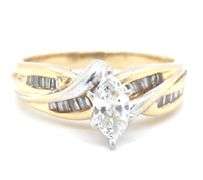 Estate 14k YG Approx. 40 Point Marquise Diamond Ring