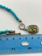 925 Sterling Silver Carolyn Pollack Turquoise beads with Double Side Charm
