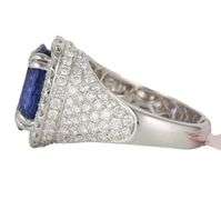 New 4.71ct Oval Tanzanite and 2.01ctw Pave Diamond Frame Ring in 14K