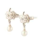 Tiffany & Co. Signature X 0.25ctw Diamond and Pearl Drop Earrings in Platinum