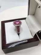 Very Fine Quality 18KT White Gold Pink Sapphire & Diamond Ring