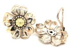 925 Sterling silver and 18kt flower earrings