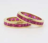 Pair of Ruby Eternity Bands in 18k