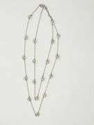 925 Sterling Silver Gardenia Flower Long Necklace with CZ  Details