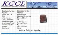 Impressive 1420 Ct Certified Natural Untreated Ruby Kyanite Emerald Cut Solitaire