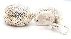 925 Sterling silver Woven look omega earrings