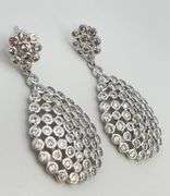 925 Sterling Silver Tear Drop Bubble Clear Rhinestone Earrings
