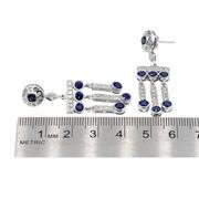 14K(585) Vintage White Gold Natural Diamond and Sapphire Earrings