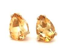 10kt Yellow gold 2.25ctw pear citrine stud earrings