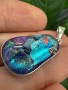 Sterling Silver 925 One of a Kind Dichroic Glass Pendant