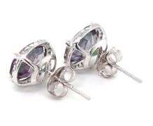 14kt White gold 4.50ctw mystic topaz and diamond halo earrings