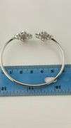 925 Sterling Silver Twin Princess Flower Twisted Cuff Bracelet