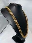 Huge 208.3 Grams 14 Kt Gold Plated Curb Chain Link Necklace