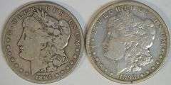 Pair of key date 'S' Mint Morgan Silver Dollars from 1894-S & 1898-S