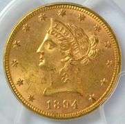 Nearly Gem BU 1894 $10 Liberty Gold Piece. PCGS MS64