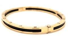 18kt Yellow gold B-Zero 1 style black ceramic bangle bracelet