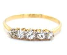 Sweet 18K YG Estate Ring with 5 Diamonds