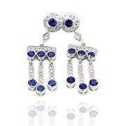 14K(585) Vintage White Gold Natural Diamond and Sapphire Earrings