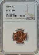 Immaculate Super Gem Proof 1950 Lincoln Cent. NGC PF67 RED