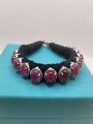 New! +29 ctw all natural rubys and 1.18ct diamond  weaved on fabric bracelet