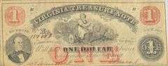 $1 Va Treasury Unc Note July 21 1862 Series