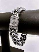 Huge 73.5 Gram 14 Kt White Gold Plate Cuban Curb Link Bracelet