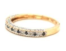 14kt Yellow gold 0.20ctw black and white diamond band