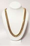 Huge 208.3 Grams 14 Kt Gold Plated Curb Chain Link Necklace