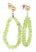 14kt Yellow gold Peridot beads hoop earrings