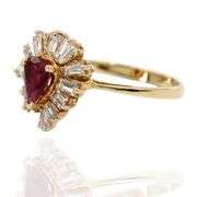 18K(750) Yellow Gold Natural Diamond Ballerina Ruby Ring